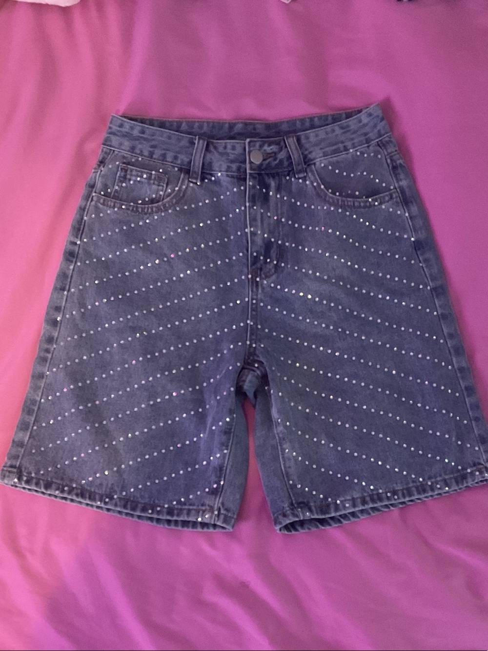 Embellished Blue Denim Jean Shorts